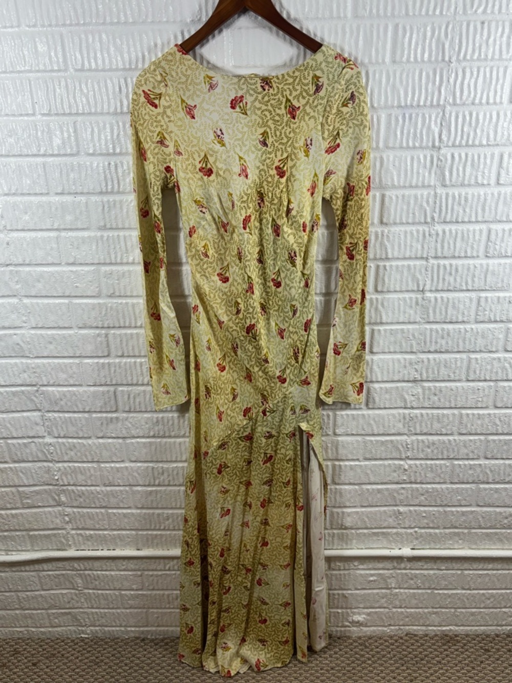 BHLDN Dani Yellow Floral Long Sleeve Dress Maxi Open Dress Small - Picture 3 of 6